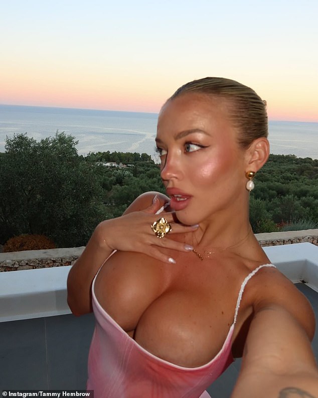 Tammy Hembrow (pictured) was living the life in Greece while Matt attended the function in Sydney.