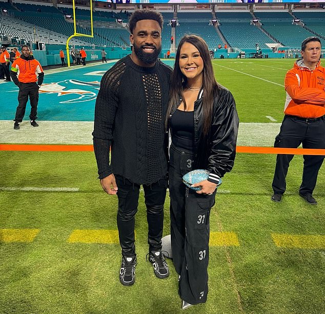 Devon Mostert, who is married to Dolphins RB Raheem, criticized Kamala online