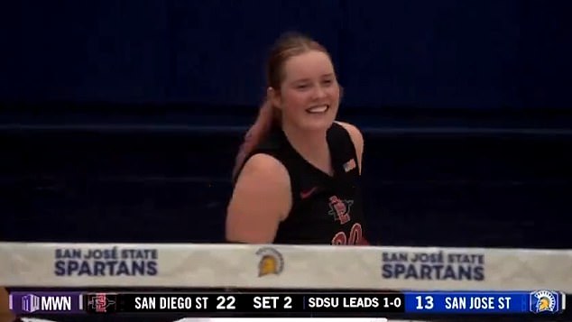 SDSU's Keira Herron removed a nail from his face, but laughed and said she was 