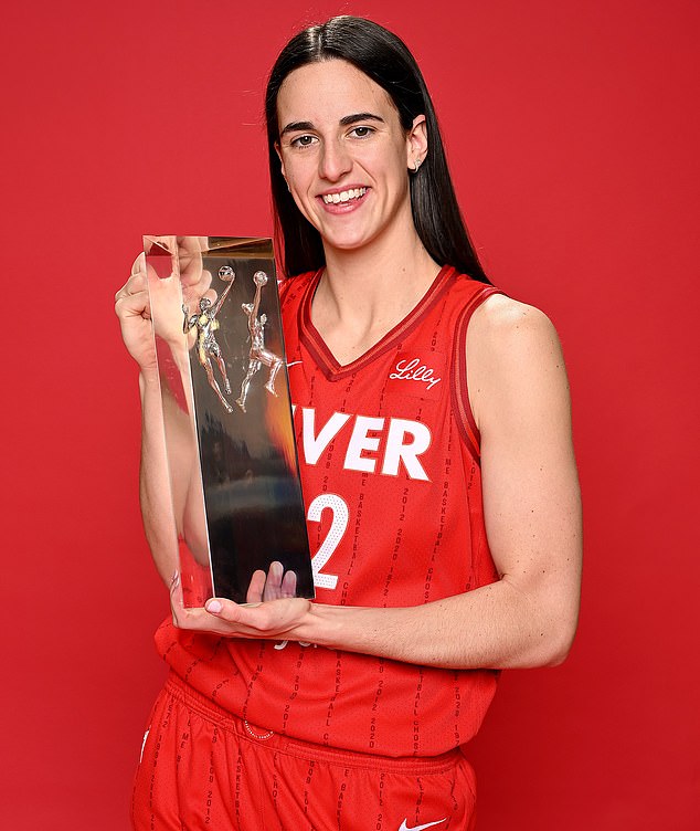 A beaming Caitlin Clark finally won the WNBA Rookie of the Year trophy