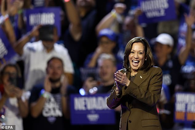 Vice President Kamala Harris appears at a campaign rally in Las Vegas on September 29.