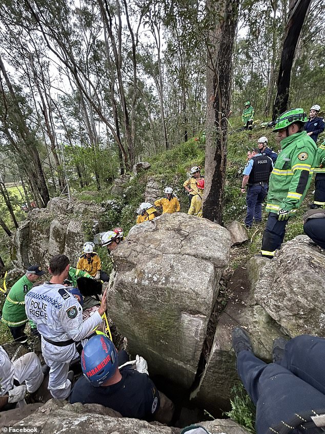 It took emergency services seven hours to try to free the woman