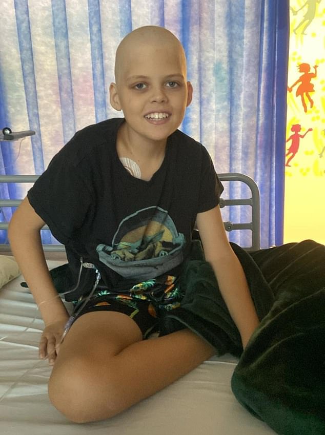 Twelve-year-old Noah Johnson (pictured) was diagnosed with Ewing sarcoma seven months ago and has since received 14 rounds of chemotherapy and 31 rounds of radiation.