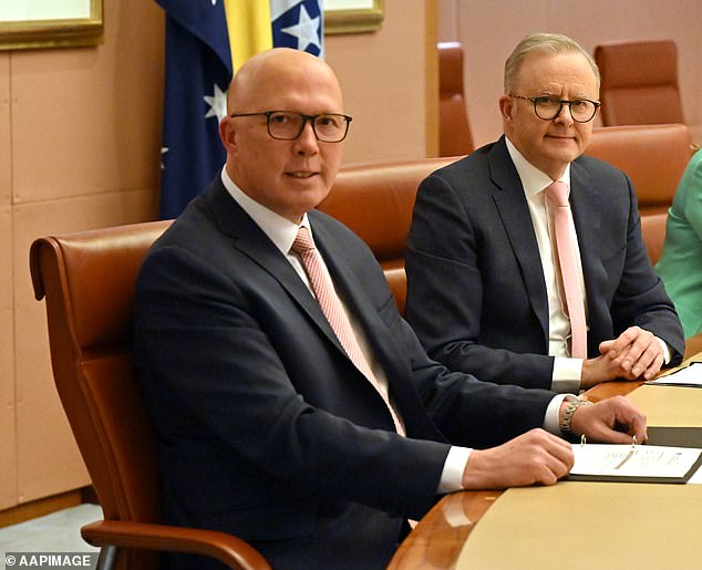 Opposition leader Peter Dutton (pictured left) is still behind Anthony Albanese (pictured right) as preferred prime minister.