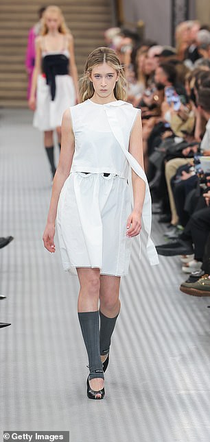 The 16-year-old walked the runway as part of Miu Miu's Spring-Summer 2025 Paris womenswear show for Paris Fashion Week.