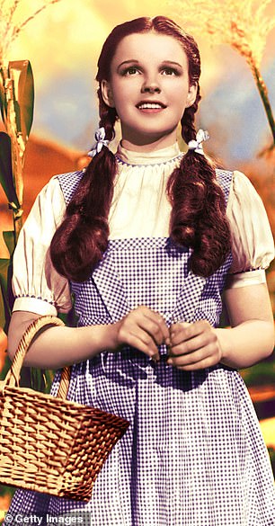 Garland seen in the original costume from the 1939 film.