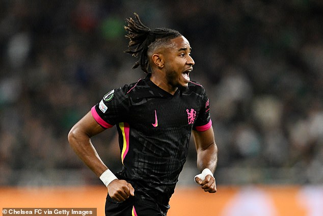 Christopher Nkunku ignored the distraction of a green laser shined into his face by an unconscious member of the crowd to calmly take a penalty for four.