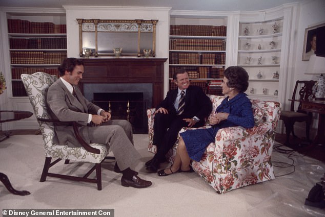 Throughout his more than two decades on the show, Jarriel (left) spoke with numerous public officials. He appears in 1973 interviewing Ted Kennedy and Rose Elizabeth Fitzgerald for a news special on the legacy of former President John F. Kennedy.