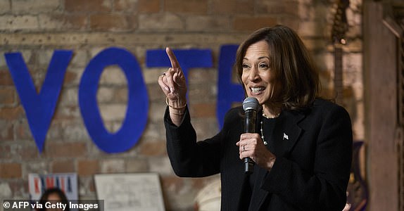 US Vice President and Democratic presidential candidate Kamala Harris speaks at Cred Cafe during a campaign event in Detroit, Michigan on October 15, 2024. (Photo by Geoff Robins/AFP) (Photo by GEOFF ROBINS/AFP via Getty Images)