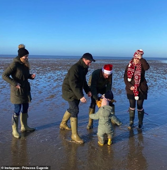 Beatrice's younger sister Eugenie shared a sweet photo of Beatrice, her husband Edo, and the family.