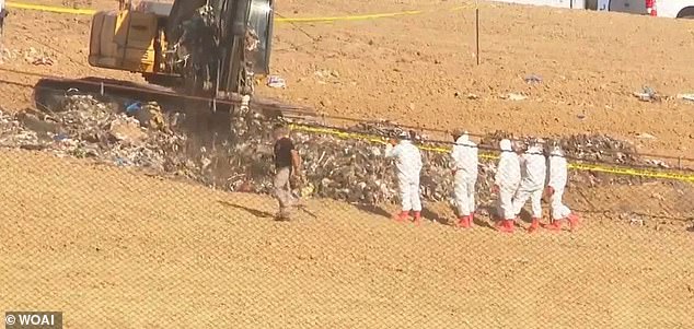 Police have been searching for his remains at a San Antonio landfill (pictured), where they believe 