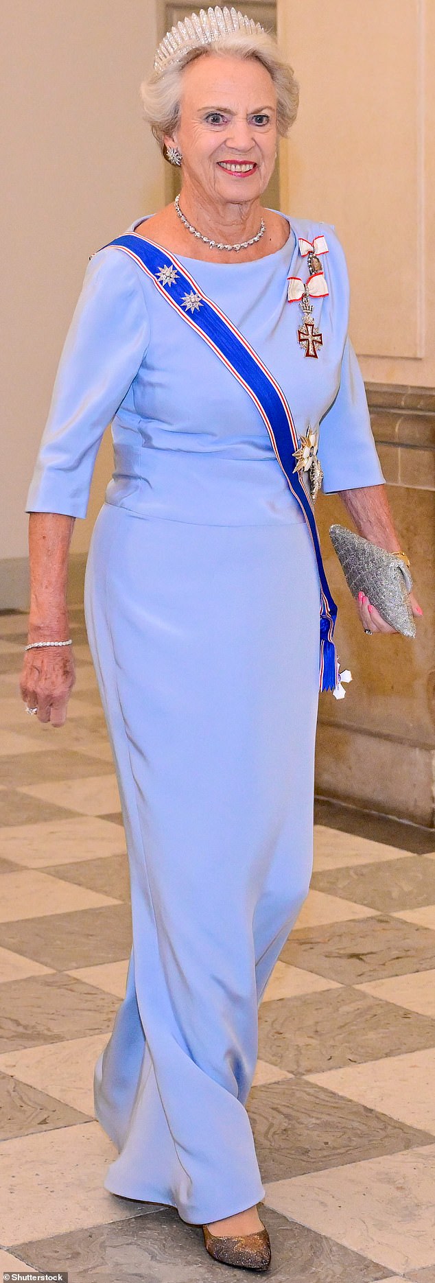 Princess Benedikte (pictured), younger sister of Queen Margaret and aunt of King Frederick, was also at the event on Tuesday night.