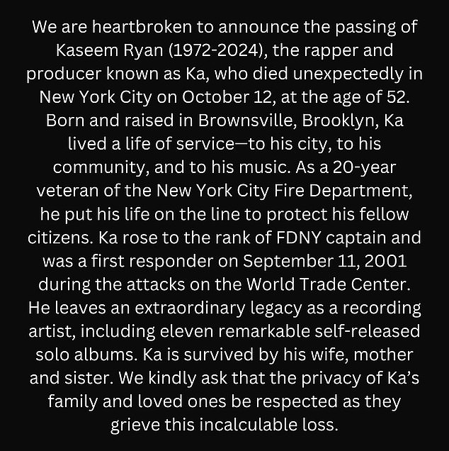 His official Instagram page announced the death on Monday.