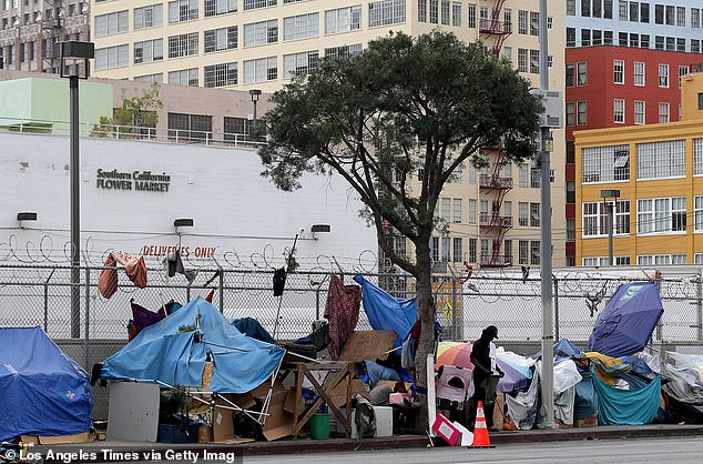 Last year, auditors criticized the state's homeless czars for directing funds to 30 programs between 2018 and 2023. Pictured is Skid Row in Los Angeles.