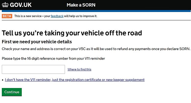 For your car to be legally SORN, it must be parked off the road and not driven; Otherwise you may be fined up to £2,500.