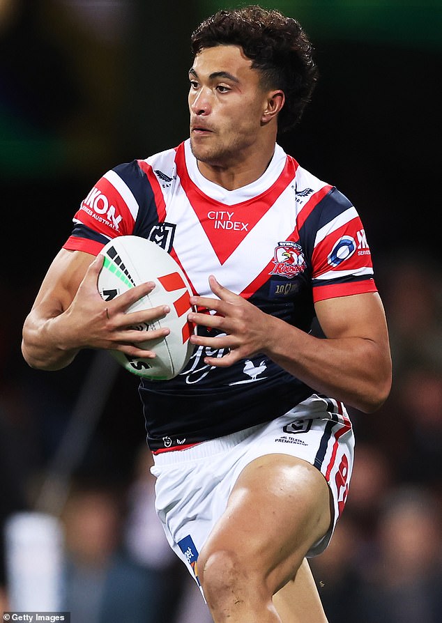 Suaalii's three-year, $5.3 million contract with Rugby Australia will also ensure his every move is closely scrutinized (pictured, playing for the Roosters)