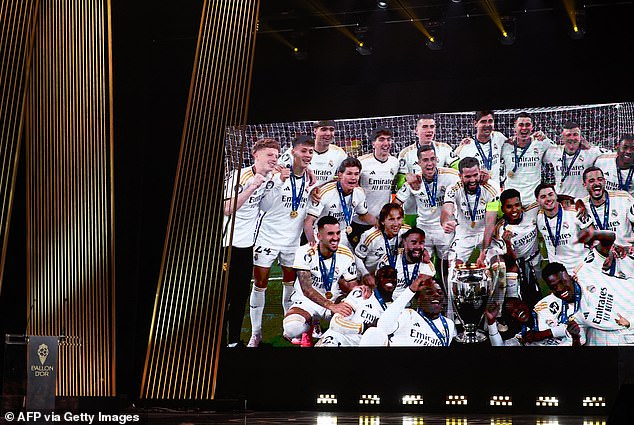 Real Madrid was unable to collect its Club of the Year award at the Ballon d'Or Ceremony