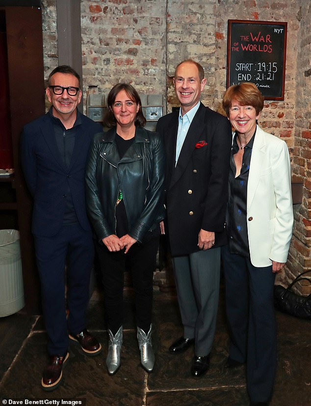 Pictured: Paul Roseby, Holly Kendrick, Prince Edward and Dawn Airey attend a National Youth Theater performance at Wilton's Music Hall.