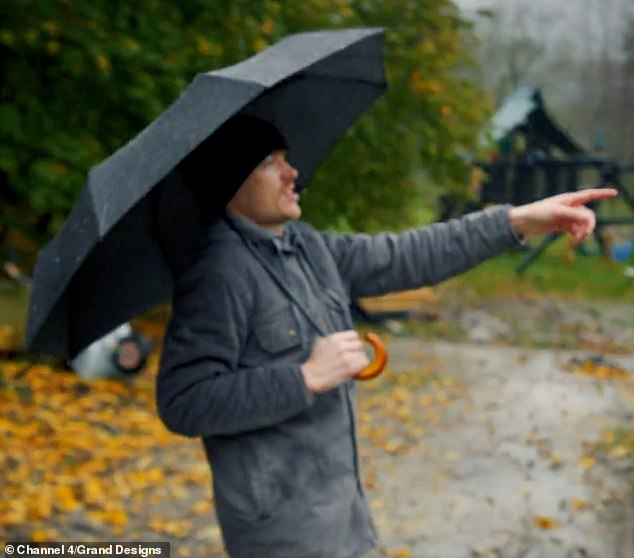 The couple are on an extremely tight budget of £380,000 and every drop of rain threatens to drive up costs even further. Jonny appears in the photo.