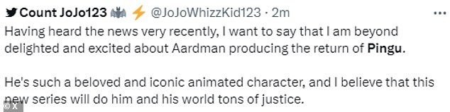 Reaction: Longtime fans have shared their excitement about the show's revival, and hundreds of people took to X to express their thoughts below Aardman's statement.