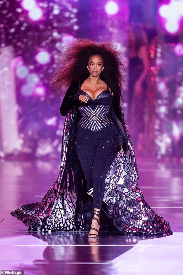 Tyra Banks, 50, returned 19 years after her last appearance on VS, wearing crystal-encrusted black leggings, a black and silver bustier, and a metallic cape.