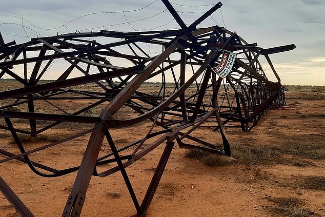 Seven electricity towers were destroyed when the 'tornado' hit