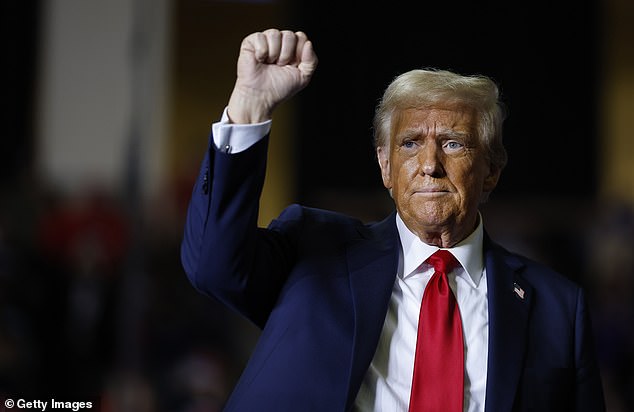 Donald Trump gestures at a campaign rally in Allentown, Pennsylvania, on October 29.