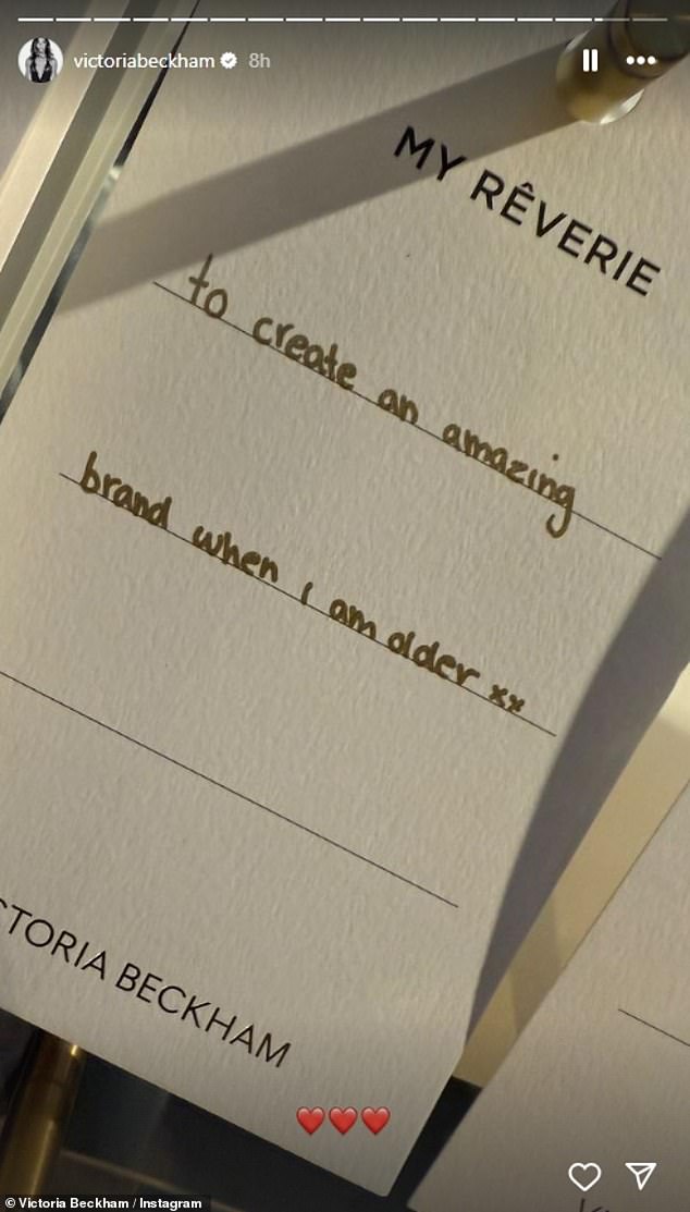 To play on the product name Reverie, which means daydream, Harper wrote on two cards that she hoped 