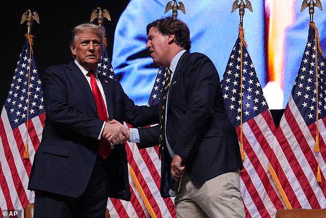 Trump appeared in Glendale, Arizona with former Fox News host Tucker Carlson.