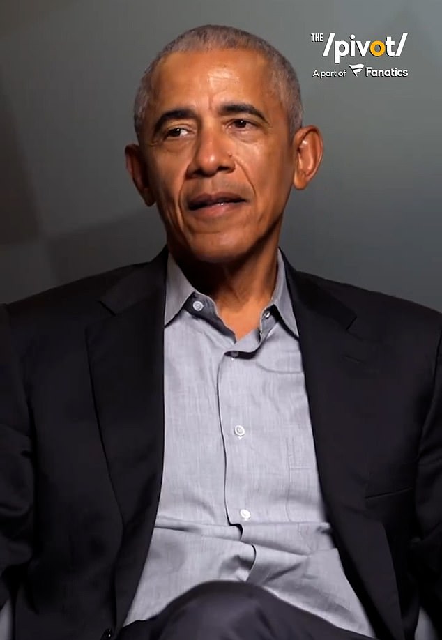 Barack Obama, appearing on The Pivot podcast on Tuesday (pictured), says he warned Malia that people would still know who she was even if she dropped her last name, but claims that both she and her younger sister Sasha 