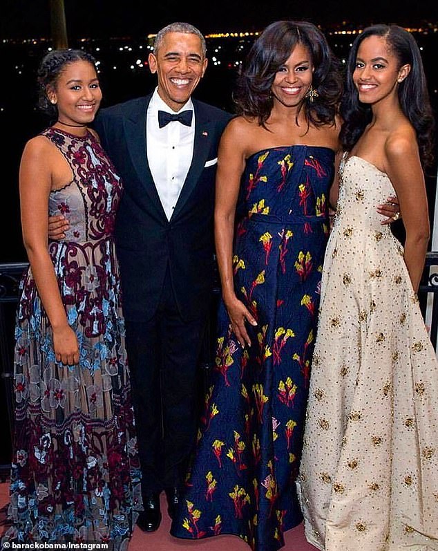 Malia and Sasha grew up in the spotlight, but have kept a relatively low profile since. The sisters are photographed with their parents in 2016.