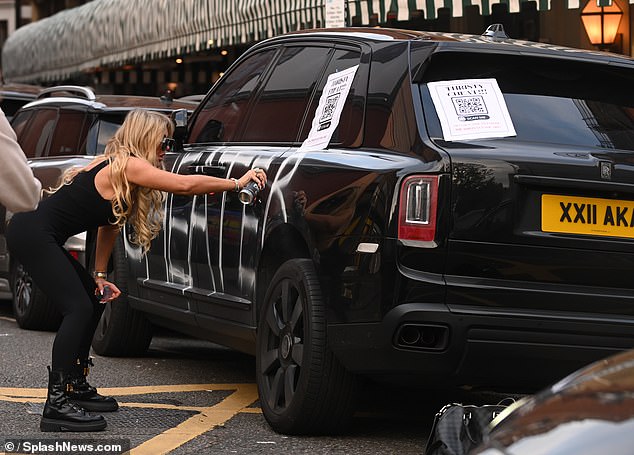 Bystanders watched in shock as Aisleyne risked arrest for her brazen money-making promotional work.