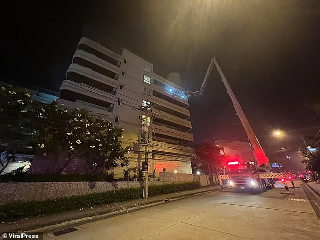 Rescuers used a lift truck to evacuate some of the residents before providing first aid and taking them to Pattaya City Hospital for treatment.