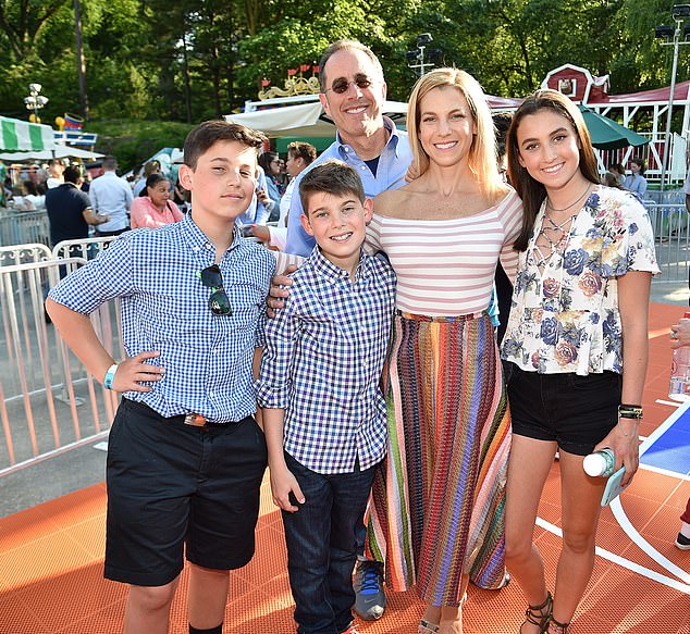 Seinfeld is seen here with his wife Jessica and children Julian, Shepherd and Sascha Seinfeld in May 2017.