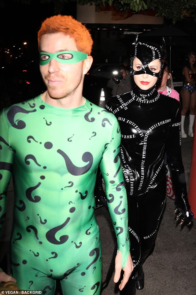 Arriving at the Chateau Marmont in Hollywood, the duo transformed into Catwoman from Batman Returns and The Riddler from its sequel, Batman Forever.