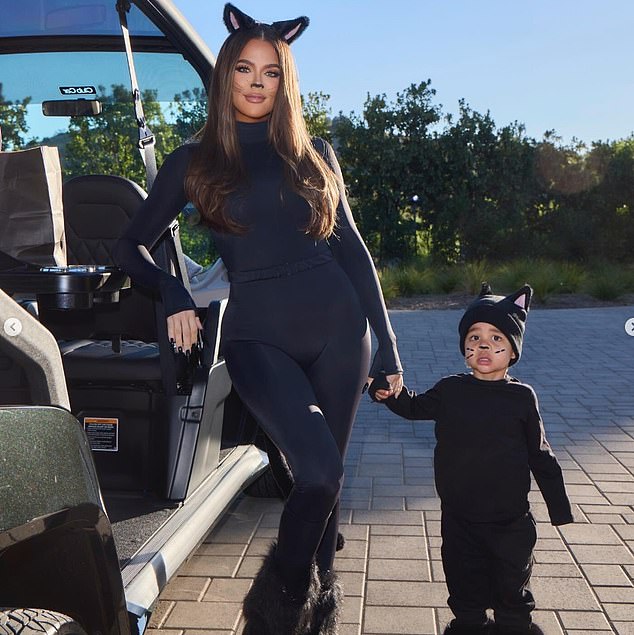 She was also seen leaning on the white and gray stroller while posing with her son Tatum.