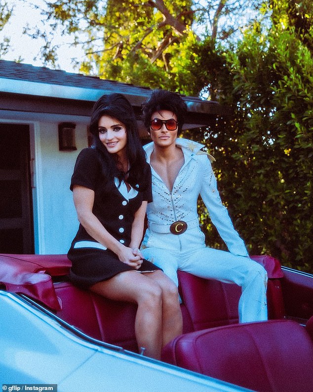 The couple also put on a display of love as they sat in a white retro convertible for a series of photos.