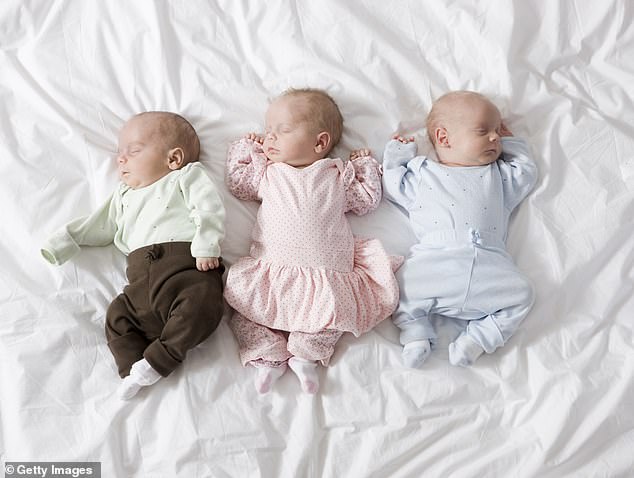 In natural births, approximately one in every 10,000 births is a set of triplets. Adding triplets born through IVF, the rate of triplets during pregnancy is approximately 7.38 per 10,000 births.