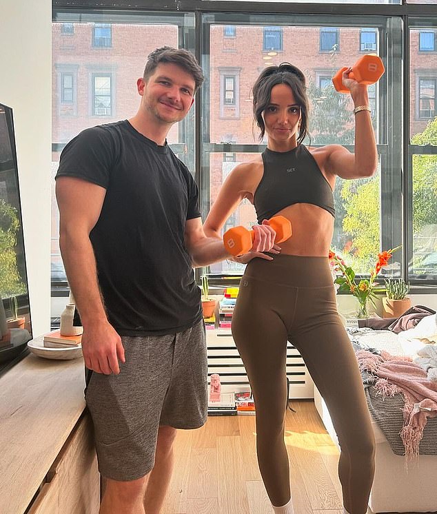 The 32-year-old posed for a photo with her personal trainer Noah Gannon.