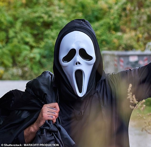 The study began in 2006 when Professor John Marzluff, an environmental scientist at the University of Washington, put on a scary mask and captured seven crows in a net (file image of a man in a scary mask).