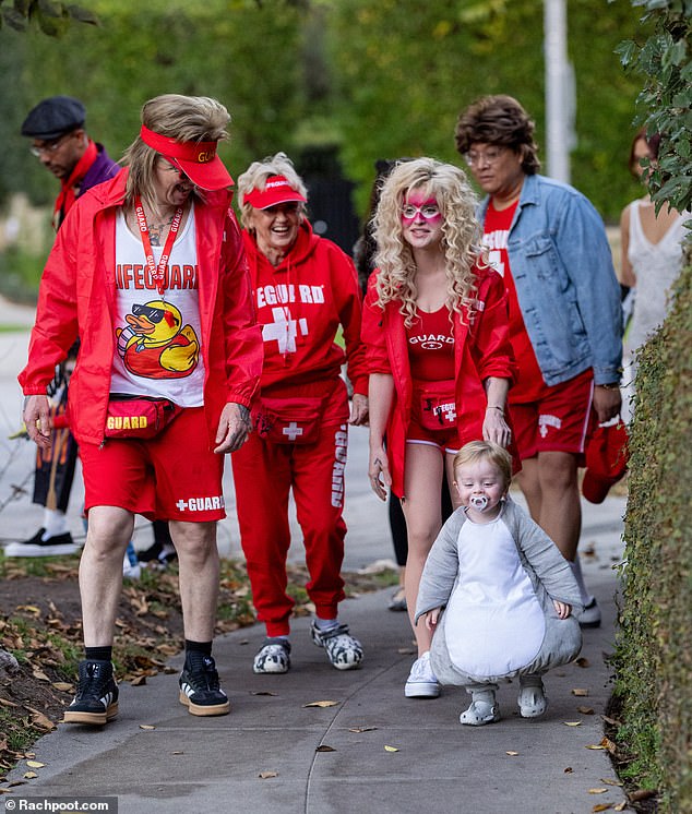 The trio was joined by Osbourne's close friend Daniel Nguyen and another guest who was also dressed to the theme.