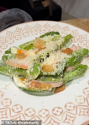 Pictured: Caesar salad, priced at £22