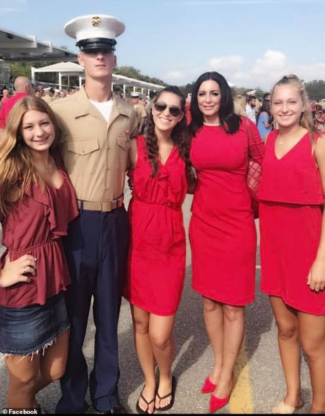 Penny's military service, which included two deployments, earned her several ribbons and awards, and she reached the rank of sergeant before leaving active duty in 2021. She is seen with her three sisters and her mother.