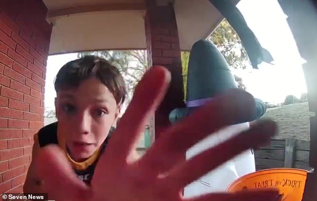 The 11-year-old boy's act of generosity was caught on the doorbell camera.