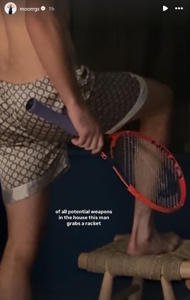 The American tennis star even took a tennis racket as a possible weapon to use.