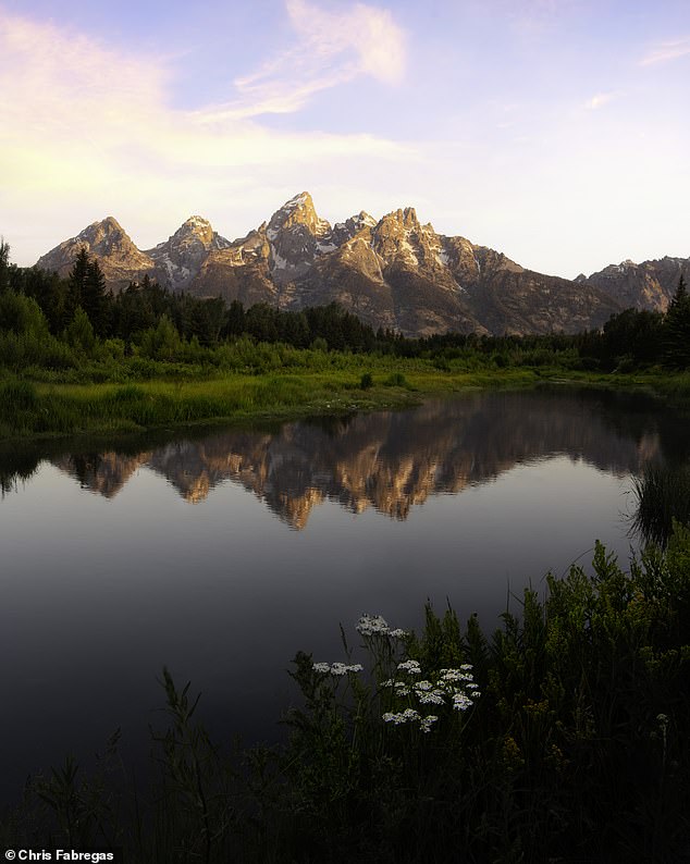 Chris went into detail about a time when he really felt like his life might be in danger during a photography trip to Grand Teton National Park (pictured).