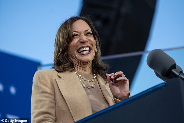 Harris is seen here speaking at a rally at the Atlanta Civic Center on Saturday in Atlanta, Georgia.