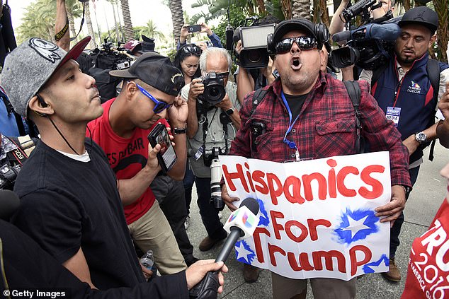 A surprising number of Latino voters will vote for Trump at the polls. In the photo: Hispanics for Trump show their support at a rally in Los Angeles in 2016