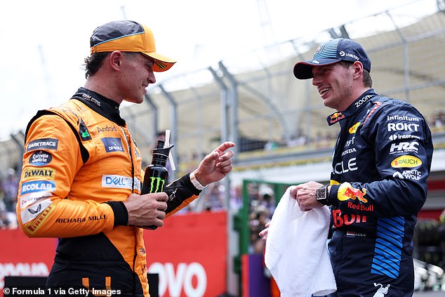 Max Verstappen and Norris talk after the Briton took over the Dutchman's championship lead