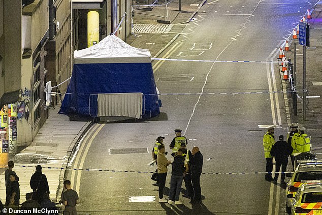 Police set up a forensic tent at the scene, which was cordoned off.